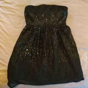 Forever21 Black Sequinned Strapless Mini Dress